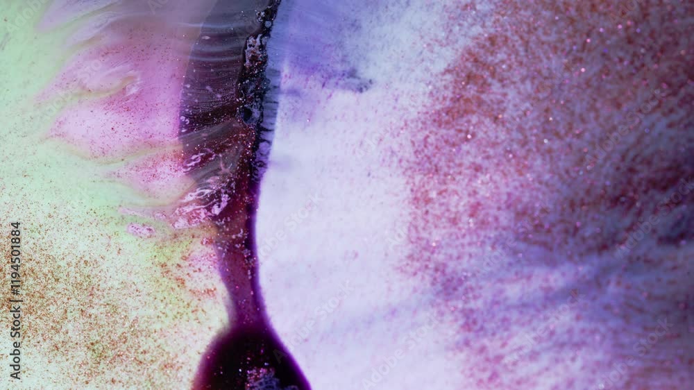 Poster a close-up abstract image featuring vibrant colors and textures with a fluid dynamic