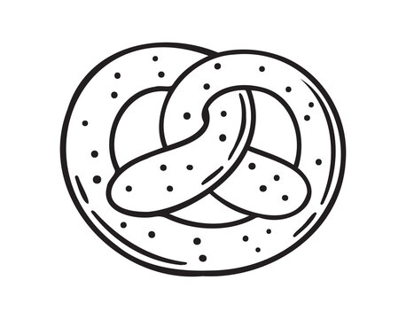 recommend clip art: Pretzel doodle hand drawn icon. German pretzel traditional drawing clipart line isolated element.