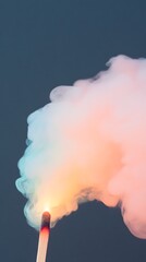  a lit match against a black background. The flame is a vibrant swirling mix of neon colors, Generative AI