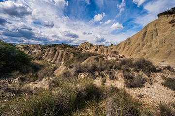 badlands sceneries inside the badlands national park, Matera province, italy