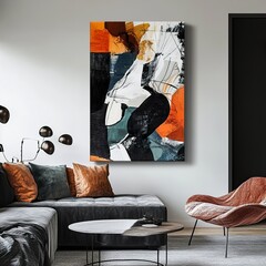 Abstract Modern Art Canvas Painting: Bold Colors and Dynamic Composition