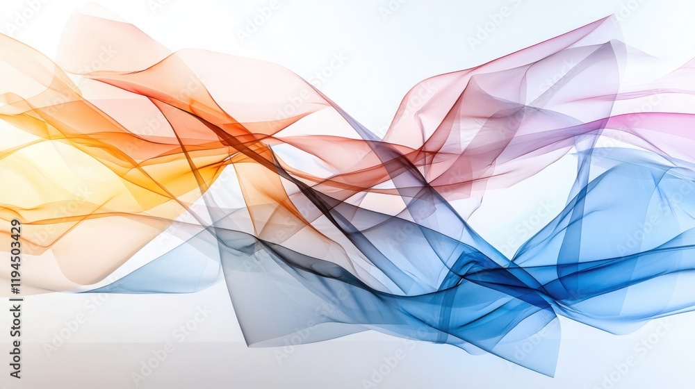 Poster flowing translucent shapes digital art abstract design serene environment calm viewpoint depth and c