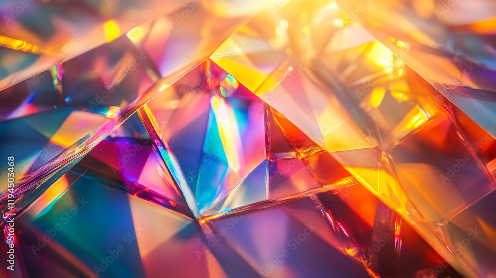Poster colorful light refracting through crystal shards creating a vibrant display of hues