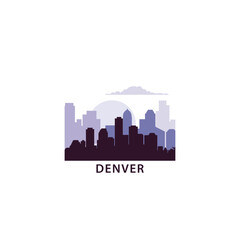 USA Denver logo with skyline, cityscape retro vector icon. United States of America, Colorado city horizon, facade, travel logotype