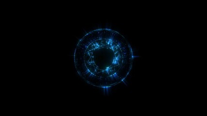 Mesmerizing animation of a glowing blue magic portal featuring a rotating circular sigil, radiating mystical energy on a dark background - Powered by Adobe