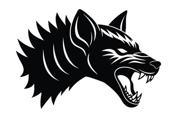 Silhouette of hyena head side view art illustration