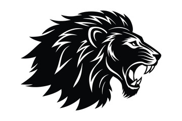 Silhouette of lion head side view art illustration