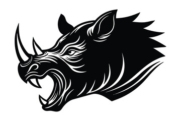 Silhouette of rhinoceros head side view art illustration