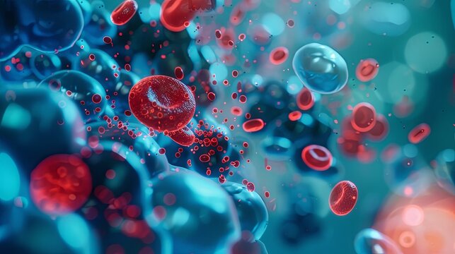 Close-up of a red blood clot on a medical slide magnified under a microscope, showcasing detailed medical research and hematology study concepts.