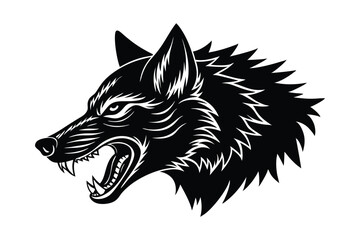 Obraz premium Silhouette of wolf head side view art illustration