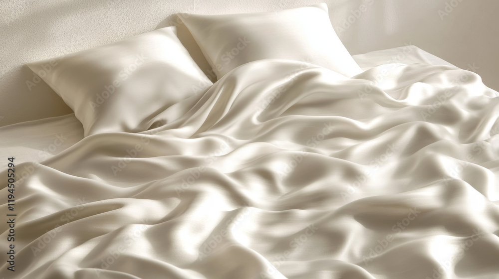 Poster realistic abstract white silk background. vector illustration of satin fabric texture with smooth dr