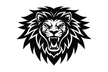 Silhouette of lion head front-facing view art illustration