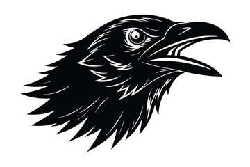 Silhouette of crow head side view art illustration
