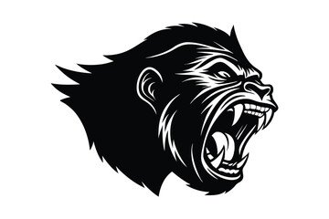 Silhouette of gorilla head side view art illustration.eps