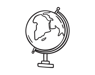 Hand Drawn globe outline doodle. Side globe sketch icon. Vector illustration Isolated on white