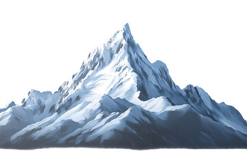 Fototapeta premium Majestic snow-covered mountain peak isolated on transparent background.