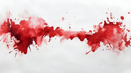 Abstract Red Watercolor Splashes on White Background
