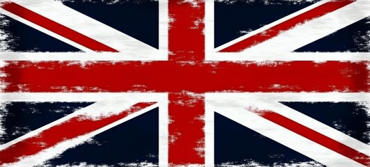 Fototapeta premium Abstract Union Jack 1801 Great Britain Background Pattern with UK Flag Colors Splash on White Background