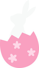 Bunny Emerging from Easter Egg.
Easter bunny sitting in eggshell icon isolated.
Rabbit sitting in cracked eggshell flat vector illustration.
Spring Easter Element.
Transparent background.