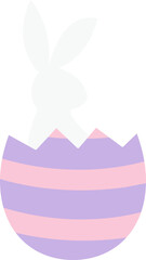 Bunny Emerging from Easter Egg.
Easter bunny sitting in eggshell icon isolated.
Rabbit sitting in cracked eggshell flat vector illustration.
Spring Easter Element.
Transparent background.