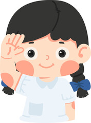 Kid girl saluting in student uniform