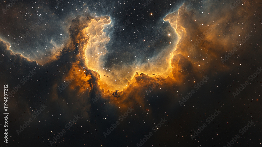 Poster cosmic nebula exhibiting vibrant colors and intricate patterns in deep space