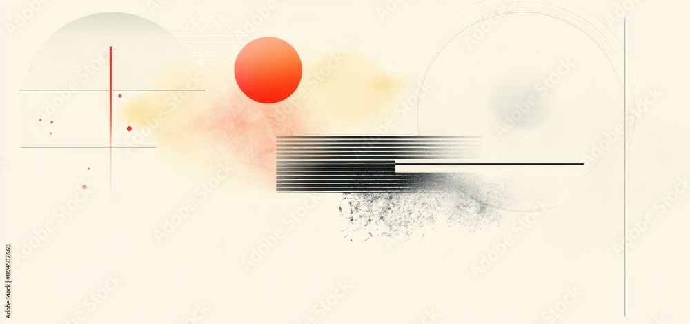 Aufkleber abstract composition featuring geometric shapes in soft colors on a light background