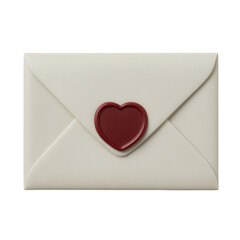 Love letter envelope with heart seal transparent background romantic design digital art