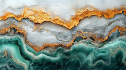 Marble Texture. Luxury Abstract Background. Vibrant Turquoise, Green and Gold Marble Waves - Abstract Agate Stone Design