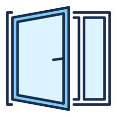 Clear House Window vector blue icon or sign