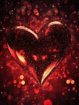 beautiful lovely valentine background with heart and glitter backdrop, generative ai