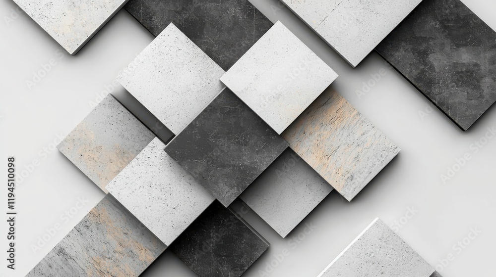 Poster geometric composition of overlapping monochrome squares minimalist design abstract art modern enviro
