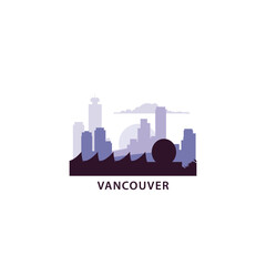 Naklejka premium Vancouver logo with skyline, cityscape retro vector icon. Canada, British Columbia city horizon, facade, travel logotype