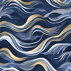 Sophisticated marble pattern with gold and white veins on dark blue background
