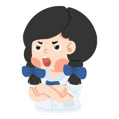 Girl angry student is crossing her arms