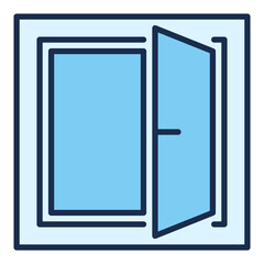 Minimalist Opened Window vector blue icon or design element
