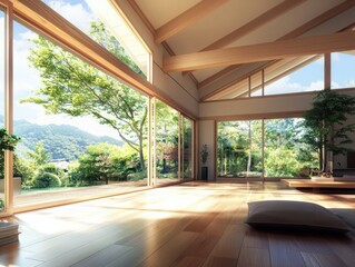 Fototapeta premium Calm minimalist interior design serene space with natural light modern architecture peaceful environment inviting viewpoint tranquil concept