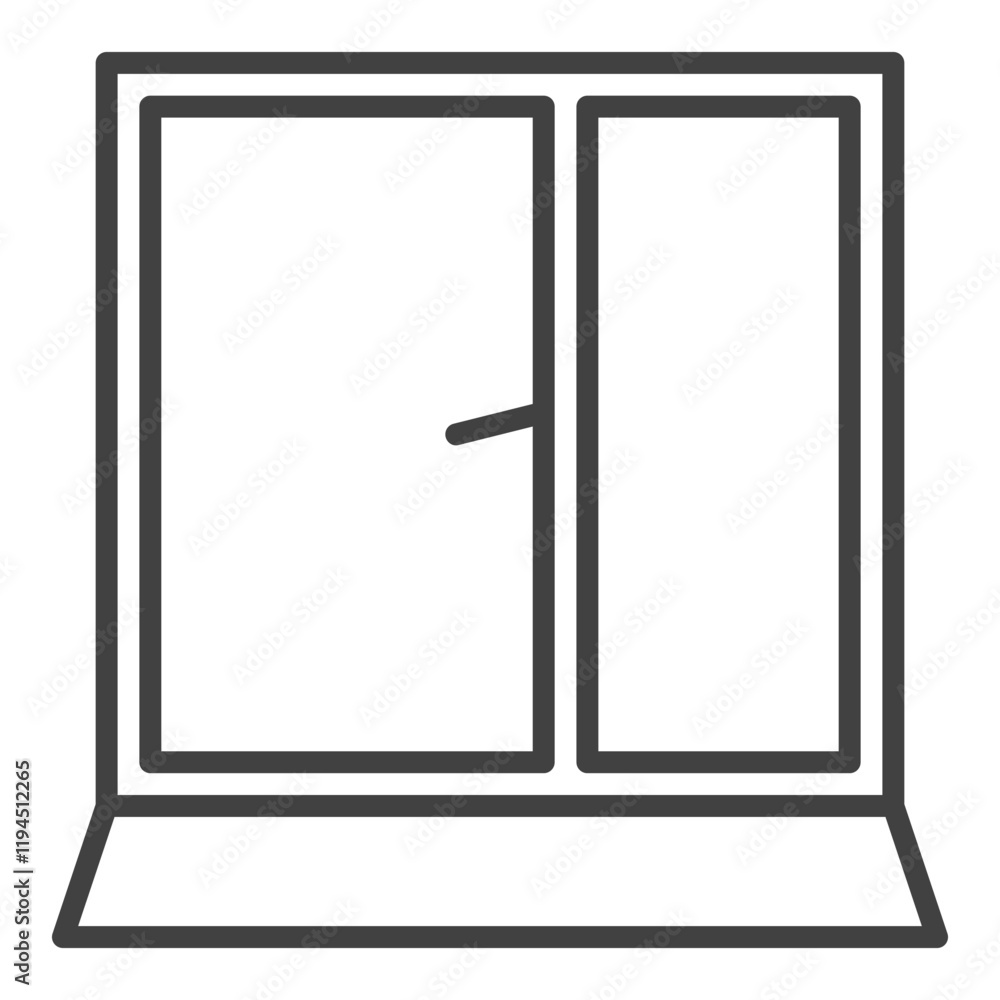 Poster opened glass frame vector window icon or symbol in thin line style