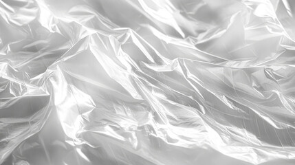 Obraz premium Vinyl plastic cover texture frame with shrink. Film overlay 3d effect. Blank transparent polyethylene material with wrinkle realistic advertising template. Light reflection on cellophane packaging