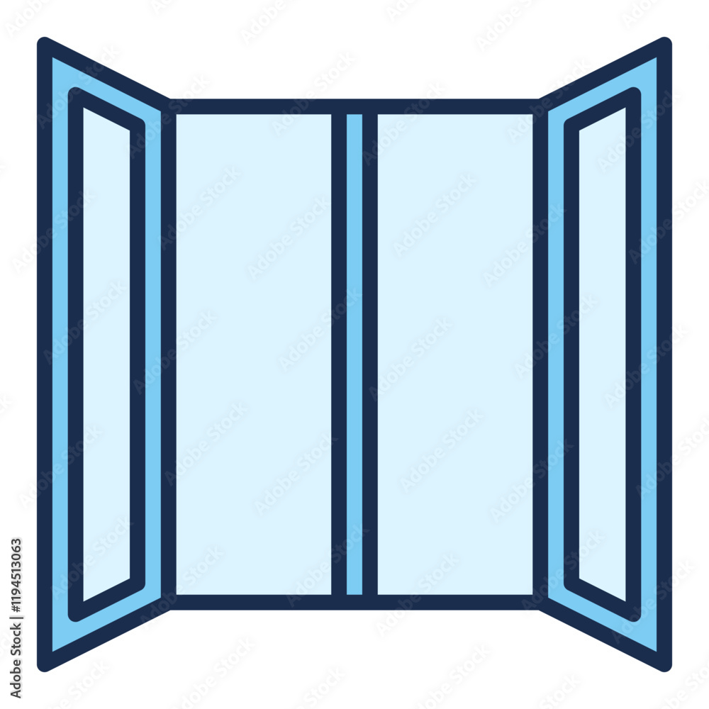 Poster opened window vector colored icon or design element