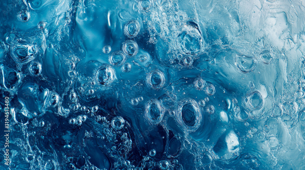 Poster blue horizontal background with clear water droplets pattern. realistic 3d vector illustration of sm