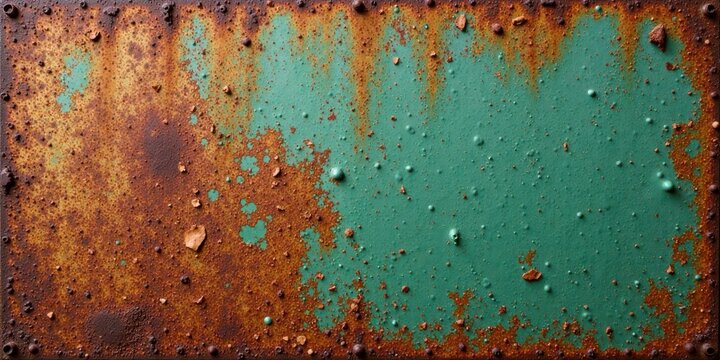 A Weathered Metal Surface with Teal and Rust Patina A Detailed Texture Image