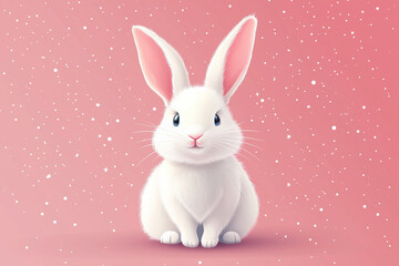 Whimsical rabbit portrait with fluffy fur and tiny twinkling stars in the background
