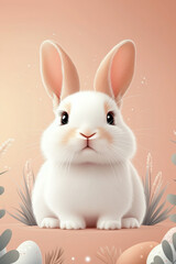 Obraz premium Cute Easter bunny portrait with delicate textures and a festive feel 