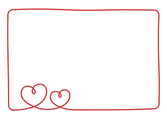 バレンタインフレーム手書きの線のハート01