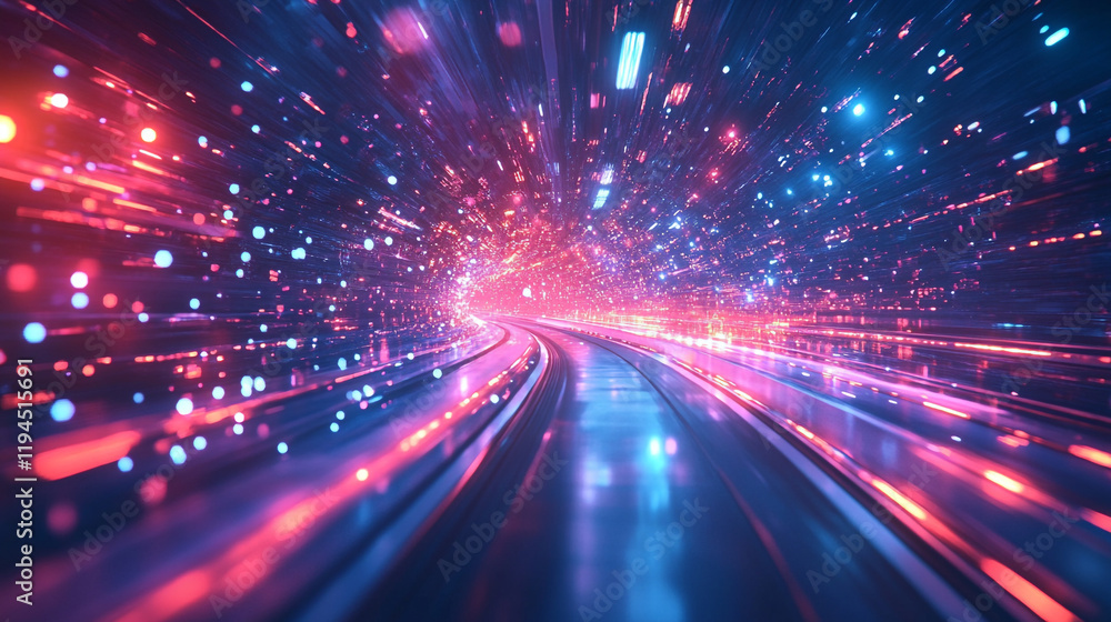 Poster vibrant streaks of light create a dynamic representation of speed and motion at night