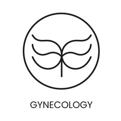 An icon of a uterus within a circle in vector, symbolizing gynecological services and women health, with an editable stroke