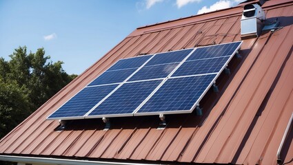 Solar panels on pitched metal roof home renewable energy systems solar rooftop system photovoltaic roofing innovative solar panel innovation power electricity energy technology panel renewable