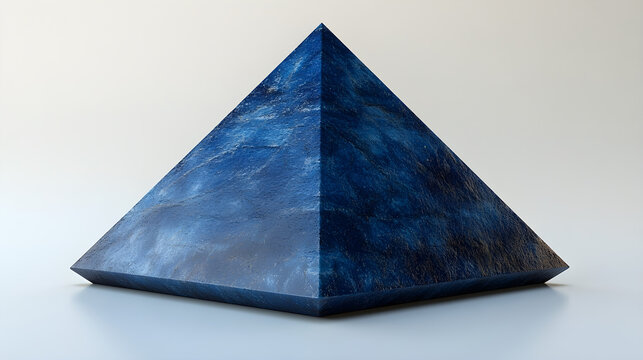 a blue triangular shaped object on a white surface