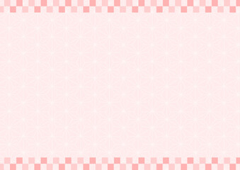 麻の葉模様の背景と市松模様のフレーム